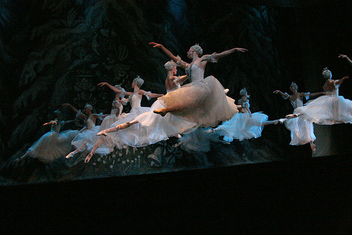 group of flying ballerinas